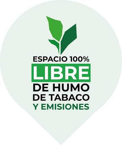 Distintivo Espacio 100% libre de humo de tabaco y emisiones